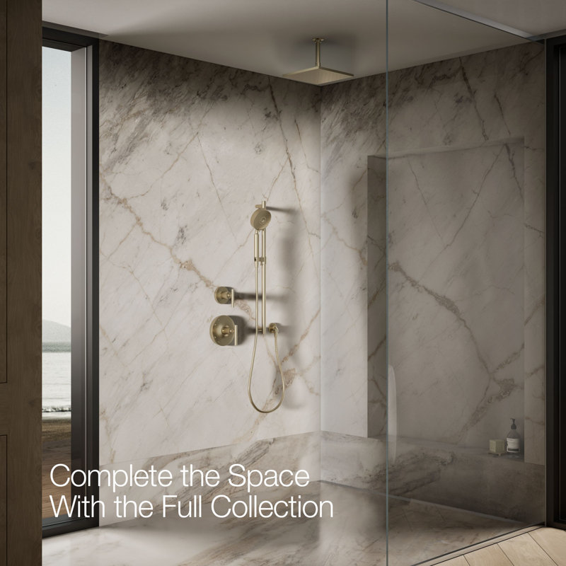 Contemporary Multi Function Rain Shower Head, Vibrant Brushed Bronze, Square, 1.75 GPM