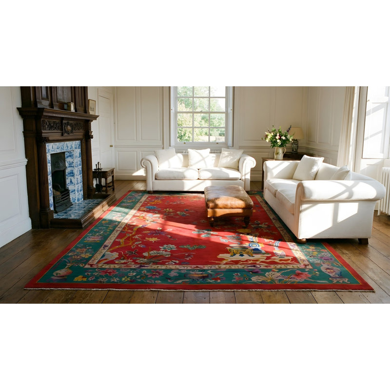Handmade Wool Floral and Oriental Area Rug