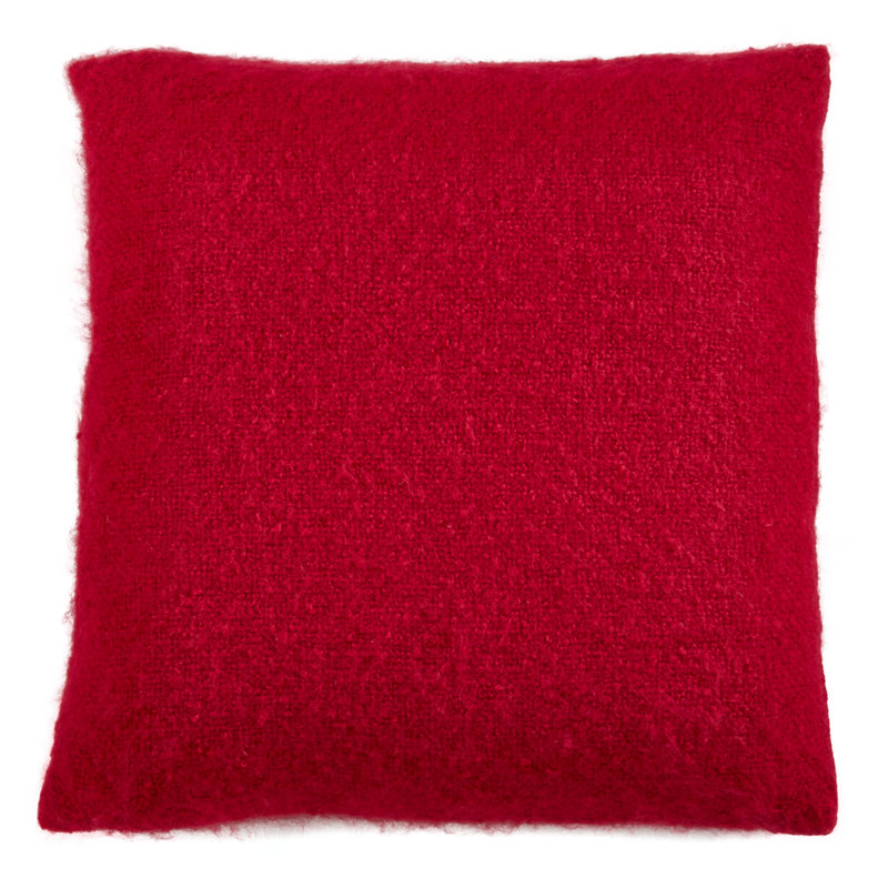 Red Faux Mohair 22" Square Pillow Cover