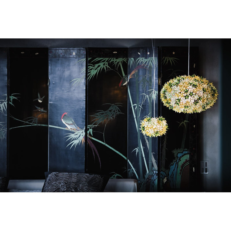 Luminaire suspendu rond Bloom, Grand, Menthe transparente