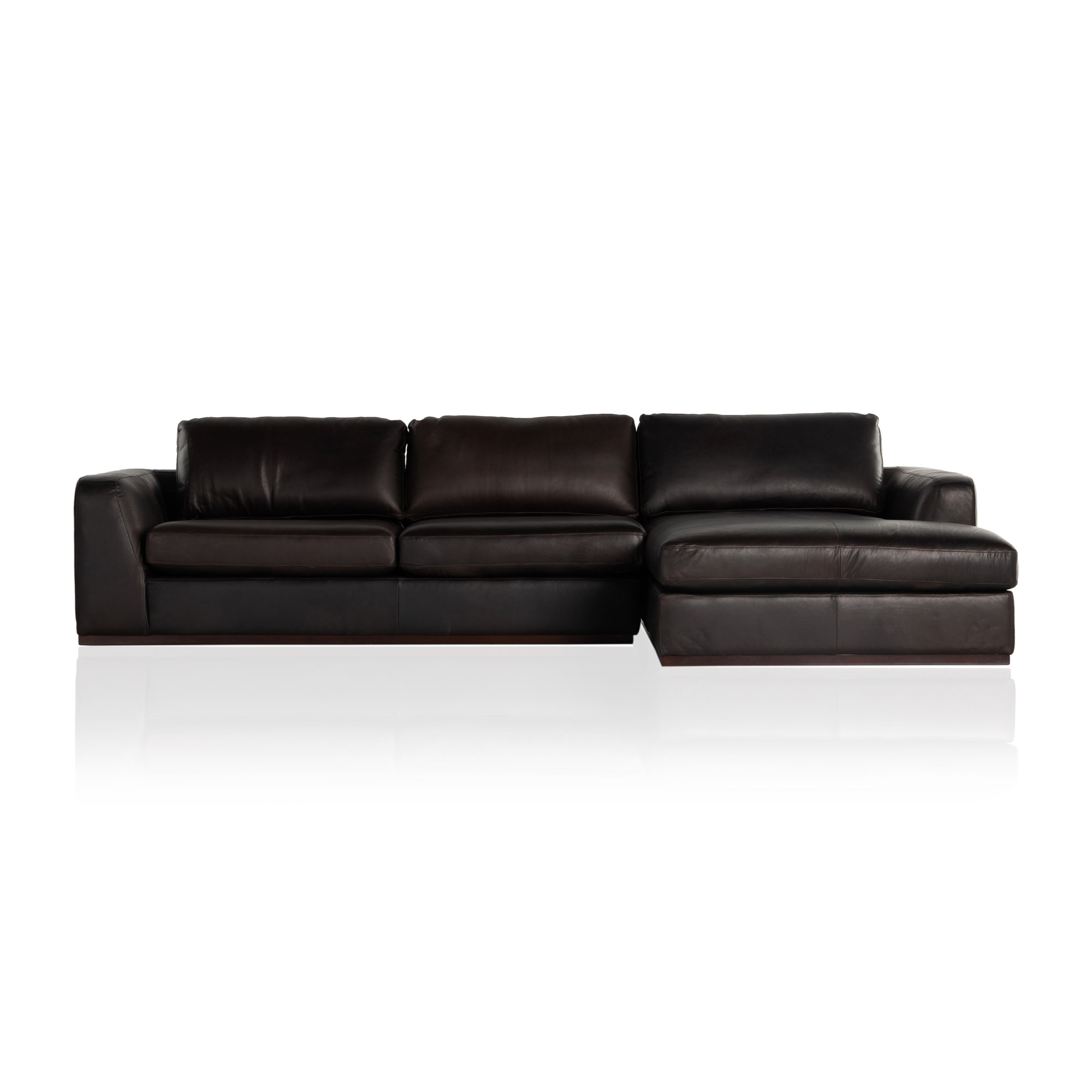 Marah Modular Upholstered Chaise L-Sectional, Right Hand Facing, Heirloom Cigar/Genuine Leather