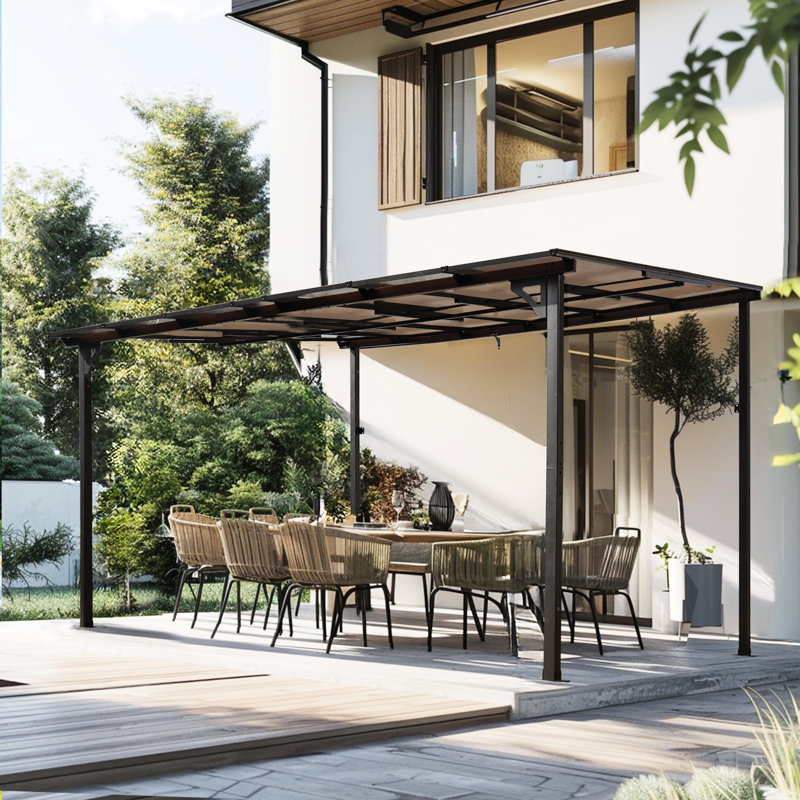 Pergola d'extérieur 10 'x 12', auvent en métal avec toit, robuste pour patio, terrasses, cour arrière