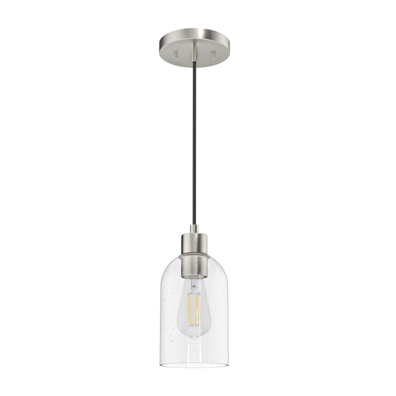 Lochemeade 1 - Light Single Cylinder Pendant, Small, Brushed Nickel, Seeded