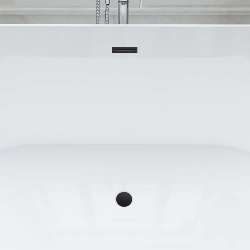 Iris 59" x 29.5" Freestanding Soaking Acrylic Bathtub, White/Matte Black