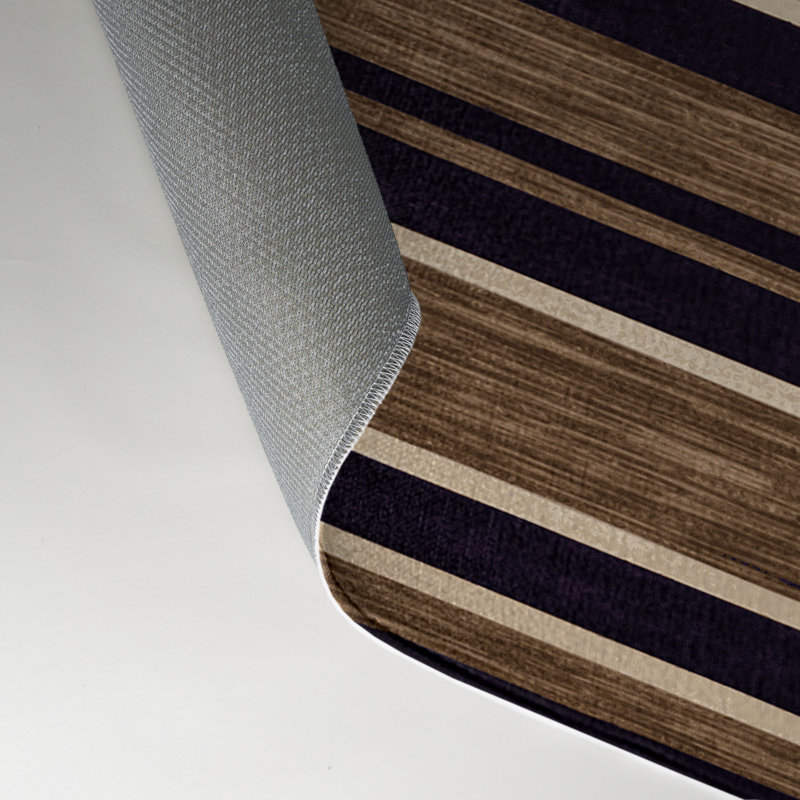 Tapis intérieur / extérieur brun HorizontalStripes, Rectangulaire 3 pi x 5 pi