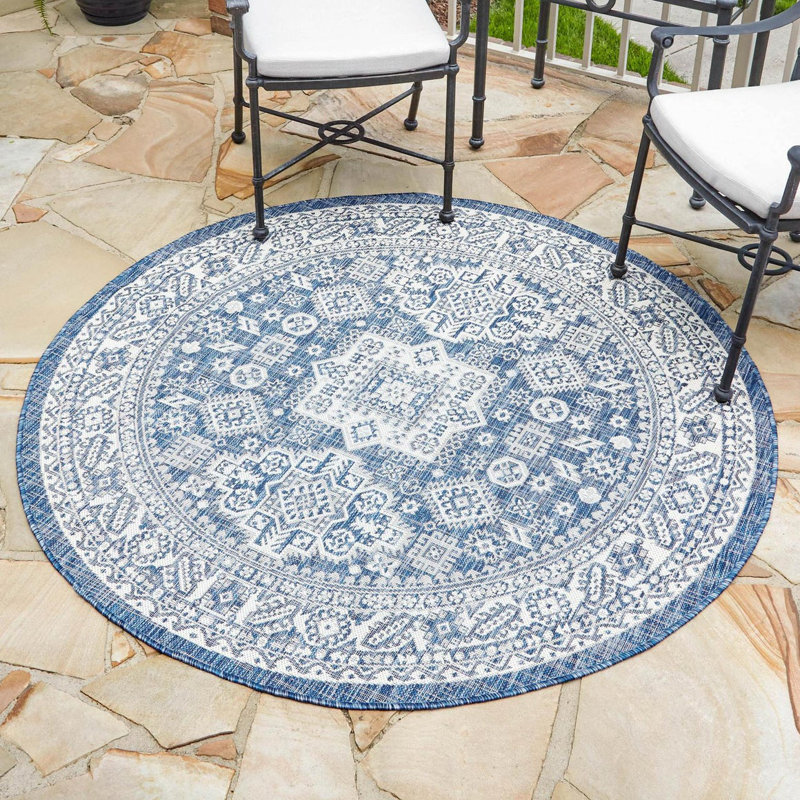 Tapis intérieur / extérieur brun Anariya, Rond 13 pi