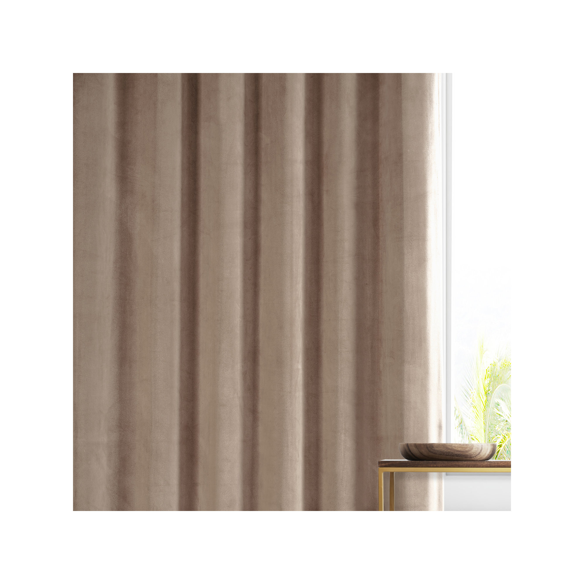 Loria Plush Velvet 100% Blackout Curtains For Bedroom, Living Room - Single Panel, 50" W x 84" L, Pashmina Taupe