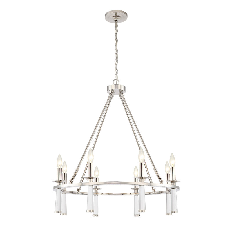 Indimar 8-Light Wagon Wheel Chandelier, Polished Nickel
