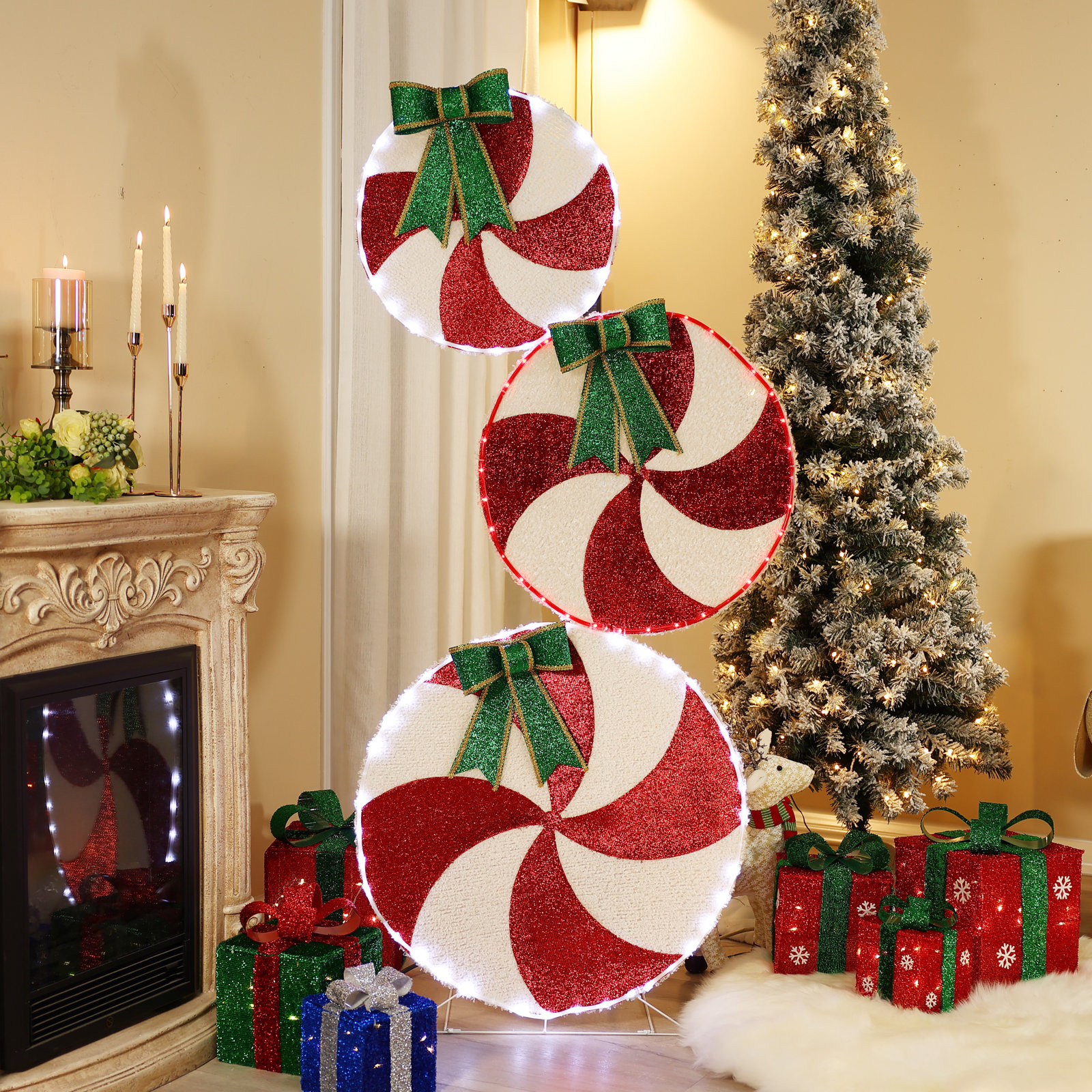 Peppermint Candy Christmas Lighted Yard Decoration