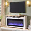 Meuble télé 70 po pour téléviseur de 70 po ou moins, avec foyer électrique intelligent 60 po, blanc