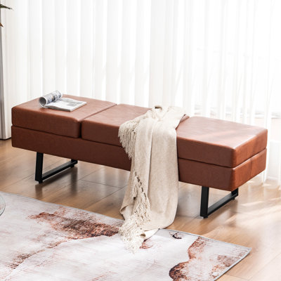 Spradley Waiting Room Bench, Guest Reception Bench, Faux Leather, 650 lbs Capacity