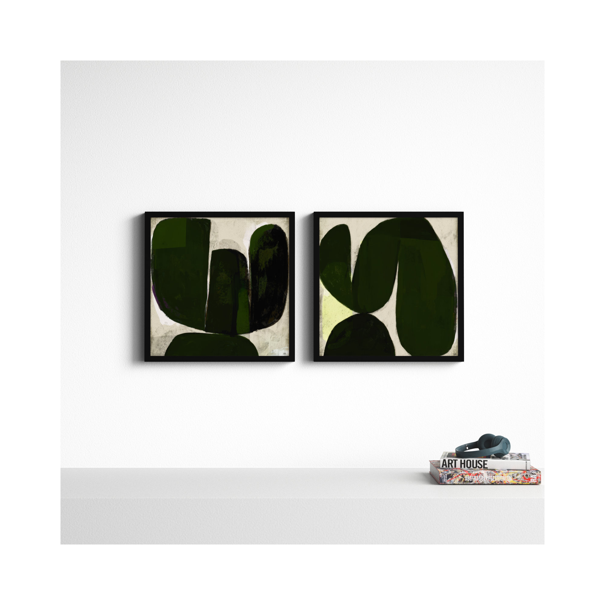 Succulent Set Of 2 by StudioM, Black, 24" H x 24" W x 1.25" D
