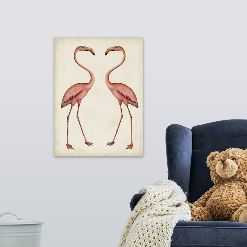 « flamant roses kids », art encadré, H 24 po x l 18 po x P 1,2 po, Toile tendue avec châssis