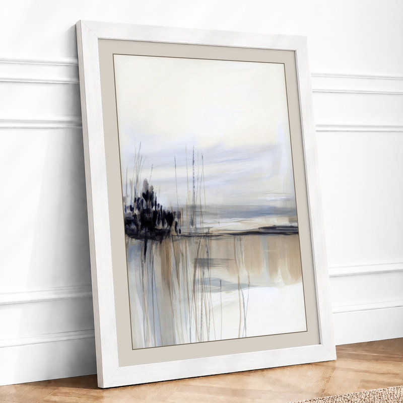 Misty Waterside Scandinavian - Framed Print, A1 - 84.1 x 59.4 cm, White