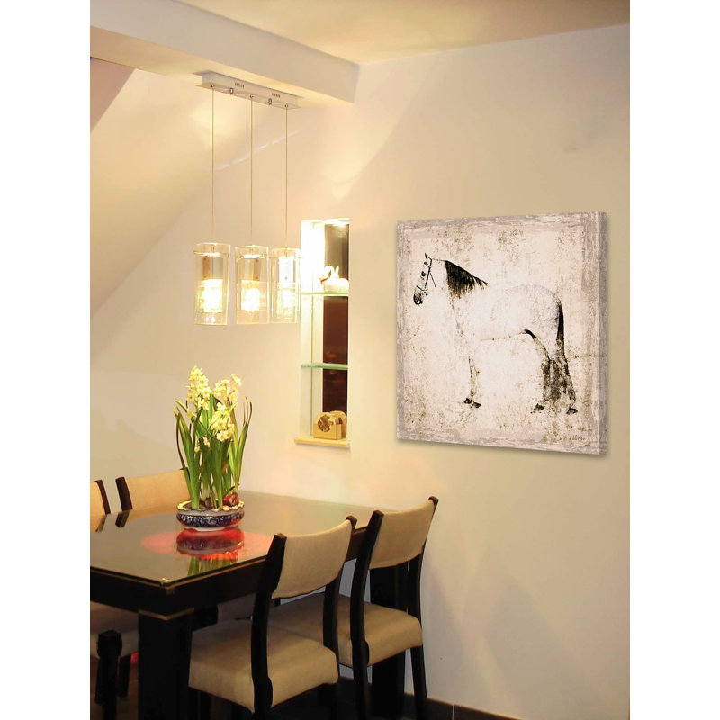 White Horse Canvas Print with Sustainable Wood Frame