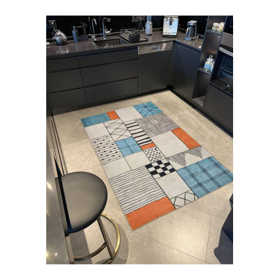 Tapis décoratif tissé à motif géométrique moderne