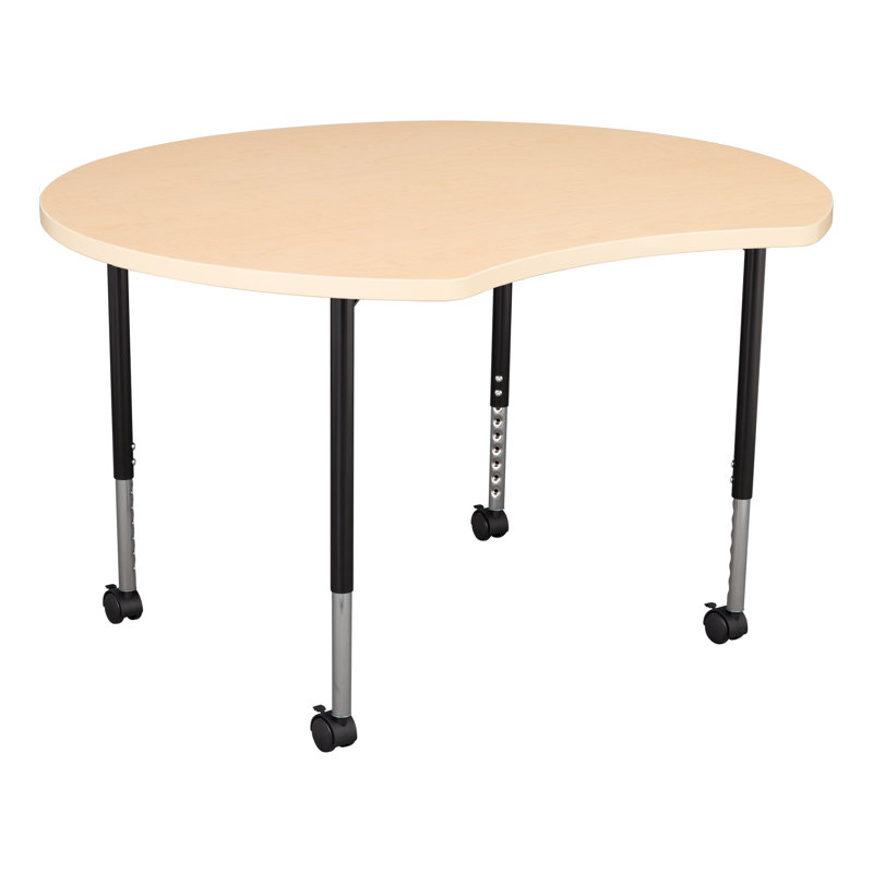 Structure Series Crescent 46" x 43" Adjustable Height Novelty Activity Table with Casters, Érable, Érable / noir