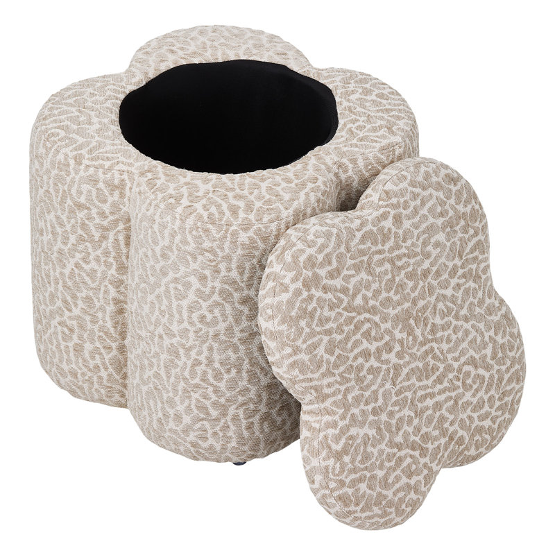 Chenille Upholstered Storage Ottoman Footstool