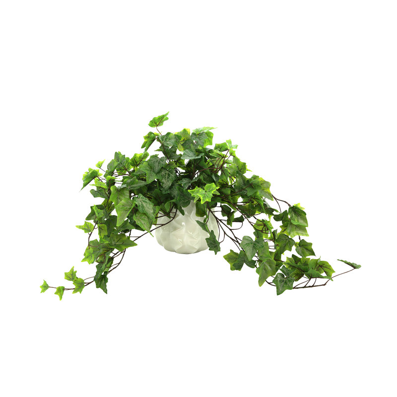 Fausse plante lierre 14 po dans un vase en verre