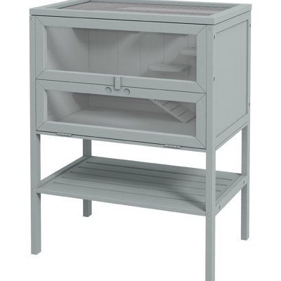 3 Wooden Hamster Cage - Gray For Small Pets With Openable Top, Front Door & Storage Shelf. Multi Exercise Relaxation. Construction. Easy To Clean. 23.5"l×15.75"w×31.5"h Pet , Gray, And Functional