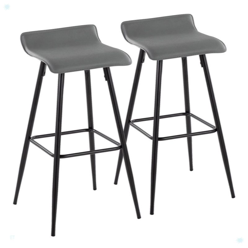 30" Contemporary Fixed-Height Bar Stool, Gray