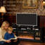 Console télé avec foyer électrique, rangement ouvert et armoires latérales-1380798487