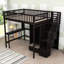 Lit mezzanine 1 tiroir en bois avec bureau intégré, tablettes et armoire Idalina-1241506438-1241506491