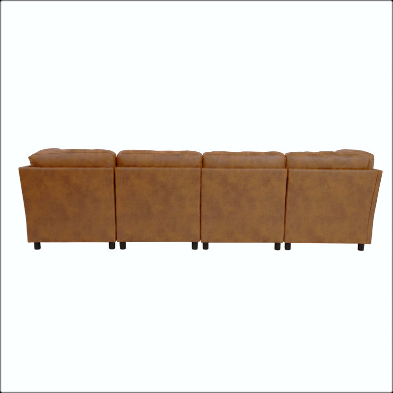 Canapé modulaire d'angle avec repose-pieds convertible et tissu métallisé, L 94,5 po