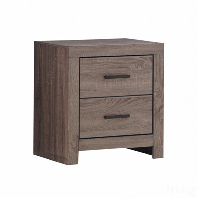 2 Drawers MDF Nightstand In Barrel Oak Finish