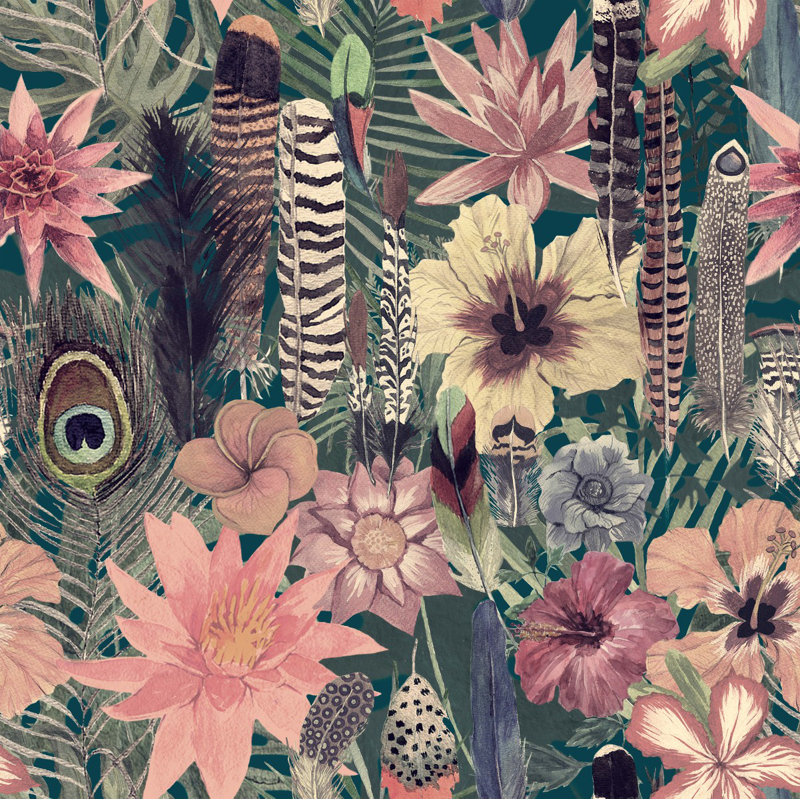 Itianna Floral Wall Mural, 10.42' W x 10.42' L