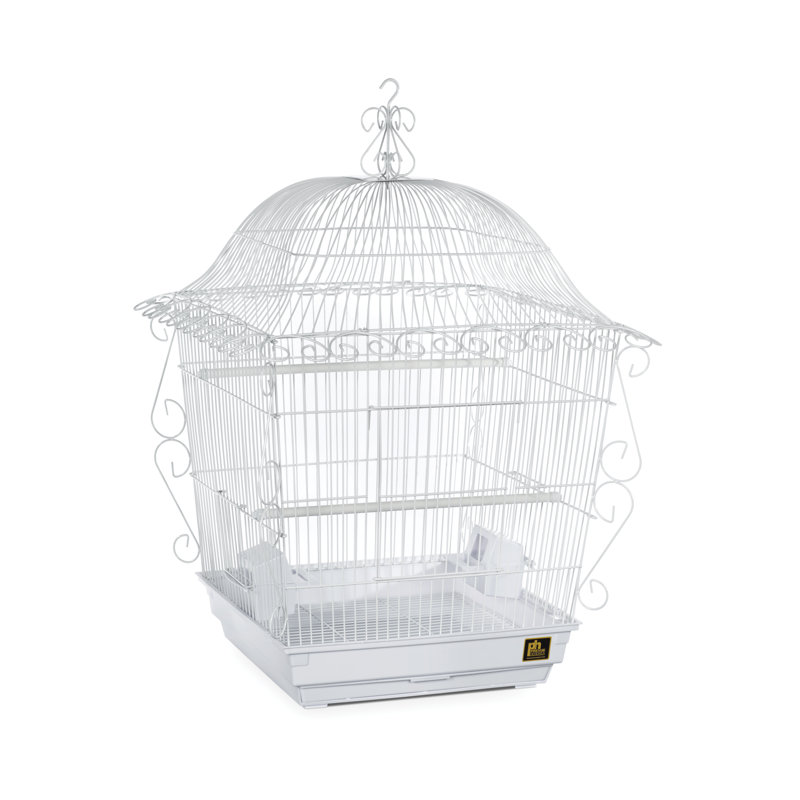 Cage à oiseaux avec perchoir supérieur victorien en acier 25 po Bressler, blanc