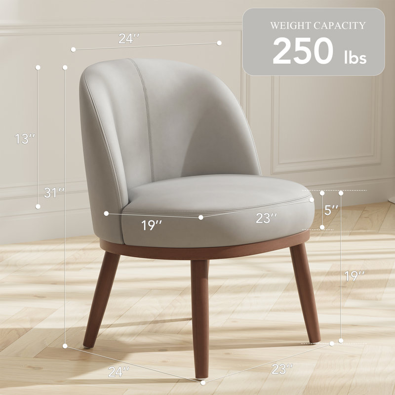 Chaise rembourrée moderne avec pieds en bois massif, Gris clair