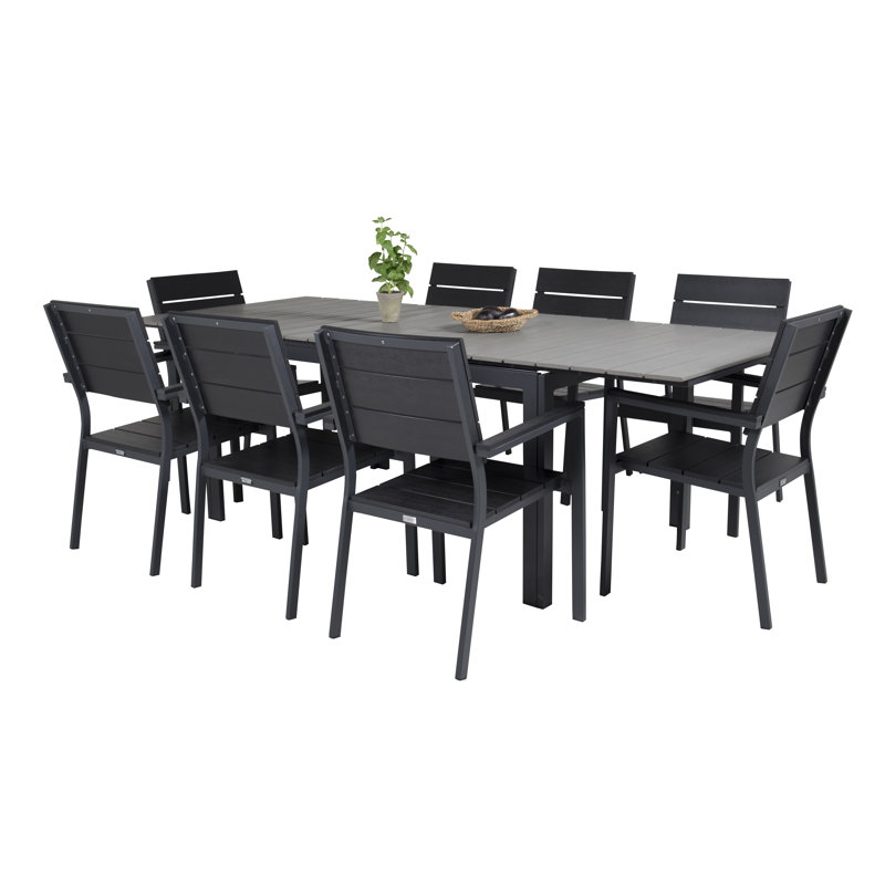 Faiyaz 8 - Person Patio Dining Set with Extendable Rectangular Table