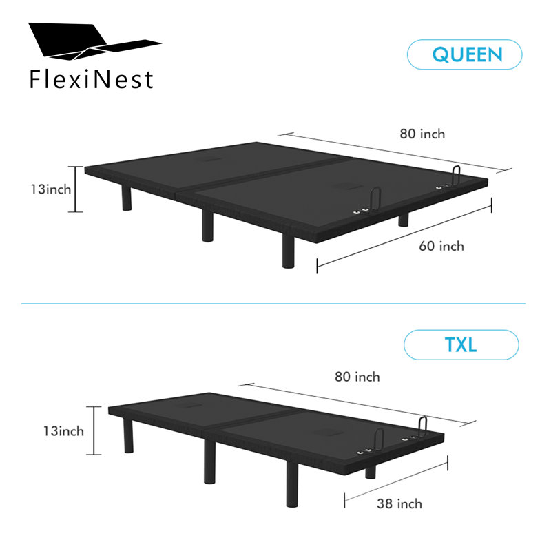 Adjustable Bed Frame, Zero Gravity Electric Bed with Wireless Remote, Underbed Lights, Head and Foot Tilt, Dual USB Ports, Adjustable Legs, Easy Assembly, Mattress Not Included
