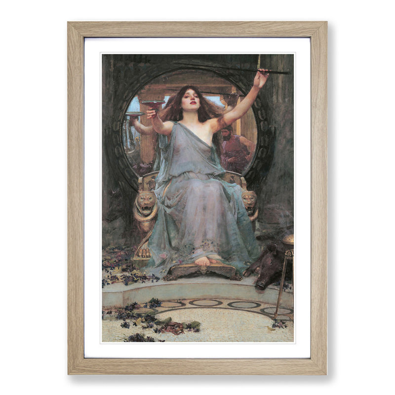 Circe Offering the Cup to Odysseus by John William Waterhouse - Picture Frame Painting, Oak Framed, 48cm H x 36cm W x 2cm D