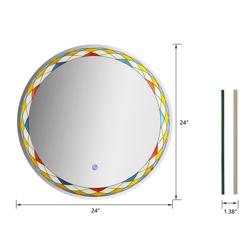 Miroir rond en faïence 31 po, 24 po x 24 po