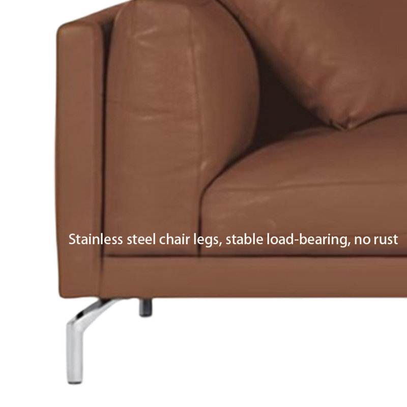 Light luxury sponge PU faux leather recliner, Brown, Left Hand Facing