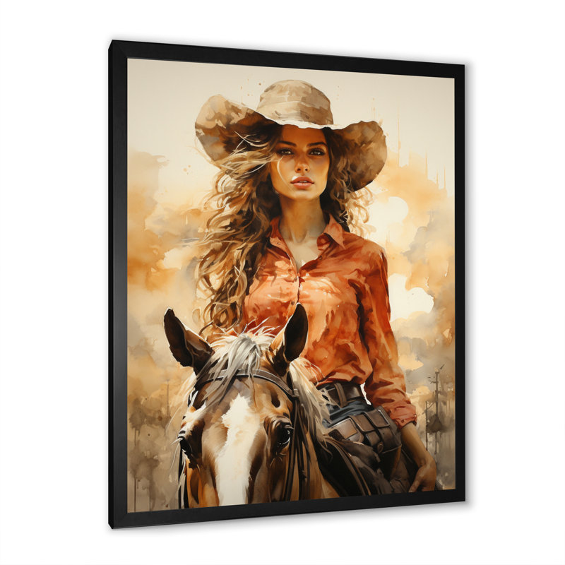 Artair Cowboy Sunset Roundup Cowboys - Cowboys, art mural encadré, H 44 po x l 34 po x P 1,5 po, Cadre photo noir