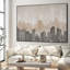 Très grand paysage urbain moderne et urbain en beige et noir, très grande impression murale encadrée (assemblage requis)-105501461