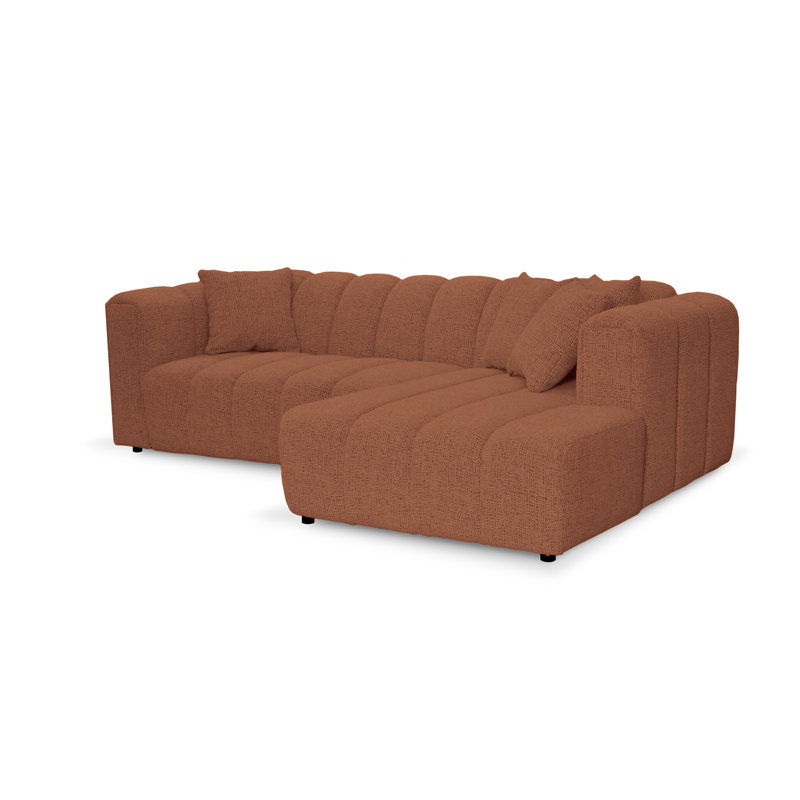 3 Seater Corner Sofa, Polyester - Red, Right Hand Facing