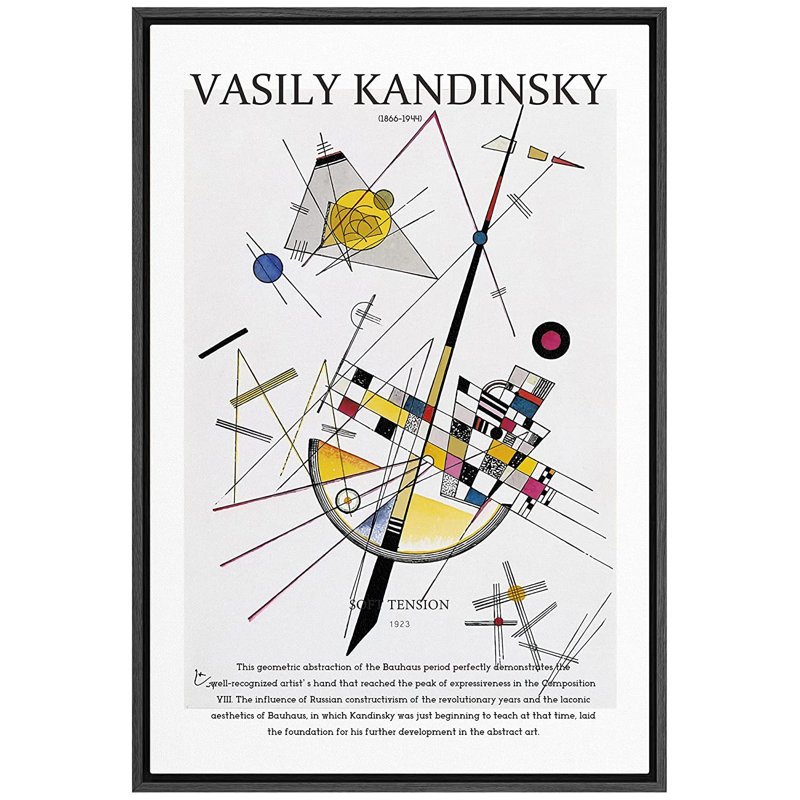 «Polygons Block Abstract Shapes Illustration» par Wassily Kandinsky - impression sur toile, Cadre noir