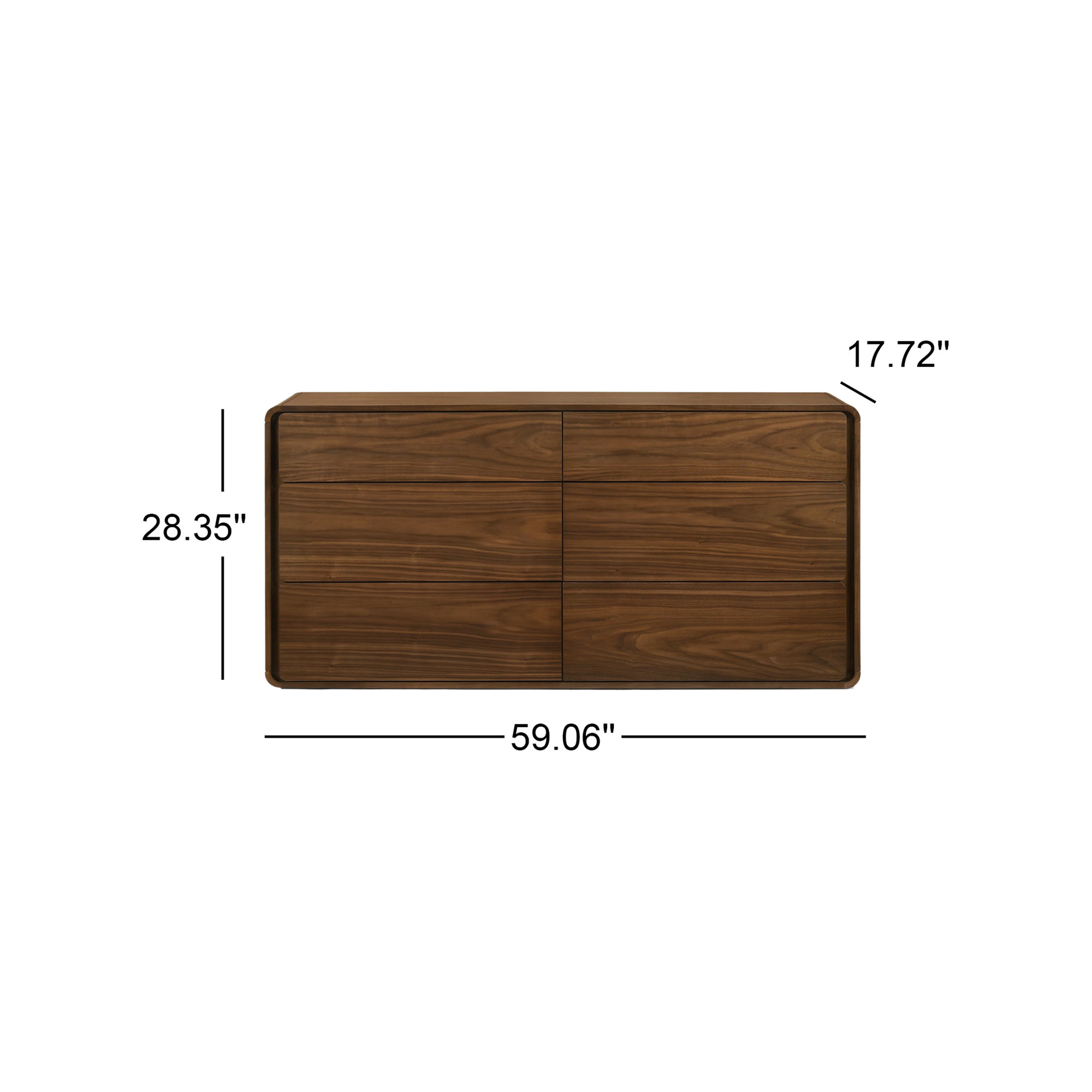 Berkeley 6 - Drawer Double Dresser, Walnut