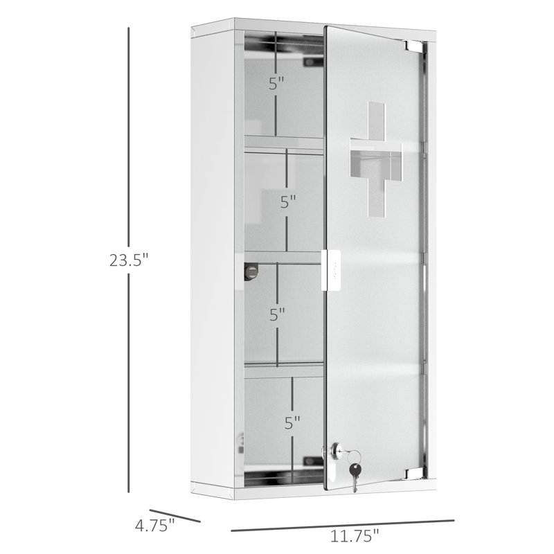 Armoire verrouillable avec tablette Meds, 4 niveaux, 12 po x 24 po, argent