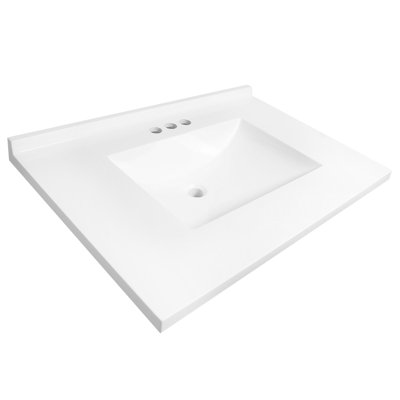 37 Inch Camilla Modern Vanity Top with  Backsplash, White