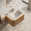 Meuble-lavabo flottant 30 po en pierre frittée intégrée en travertin, lumière DEL à capteur, armoire en bois naturel rayé 3D, tiroir à fermeture en douceur-970132869