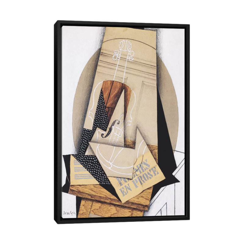 « komposition mit violine », reproduction d’art sur toile Juan Gris, H 48 po x l 32 po x P 1,5 po, Toile avec cadre noir