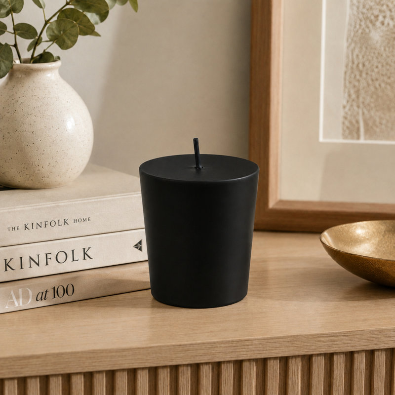Unscented Votive Candle, Black, Set of 12