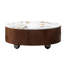 Table basse 35,4 po moderne en faux marbre avec 2 tiroirs et plateau en pierre frittée, table basse ronde rustique avec placage en noyer-1714364247-1714362419