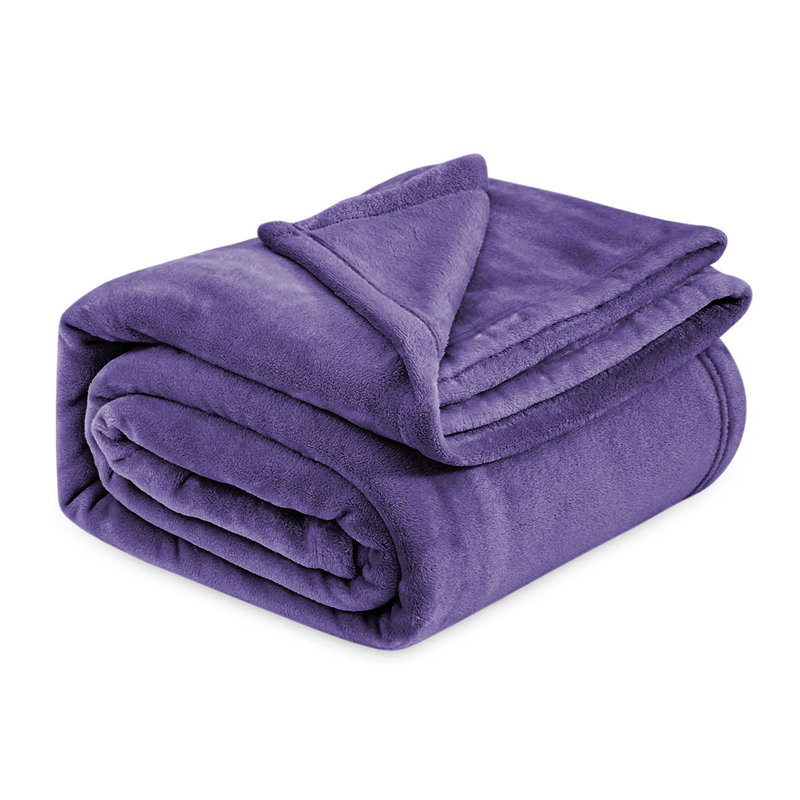 Luxury Mink Fleece Blanket - Ultra Soft, Warm & Lightweight Throw, 130cm W x 150cm L, Purple