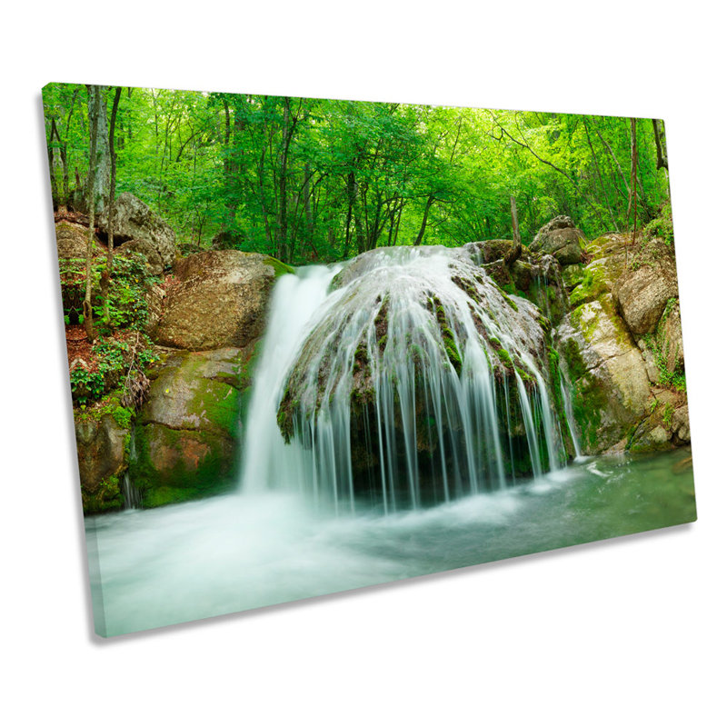 Landscape Natural Forest Waterfall - Wrapped Canvas Art Prints, 50.8cm H x 76.2cm W x 2cm D